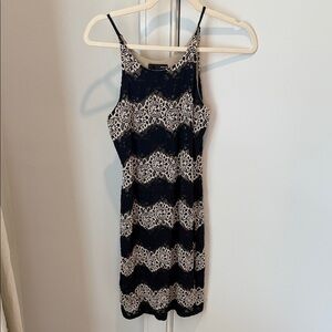 Aqua Black and Cream Lace Mini Dress